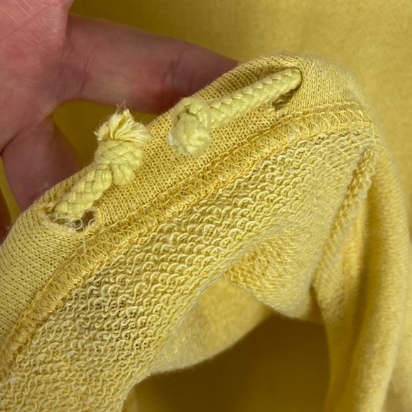 Revolve Mustard Yellow Bell Sleeve Sweatshirt Drawstring Waist Size Medium Top M - Picture 8 of 12